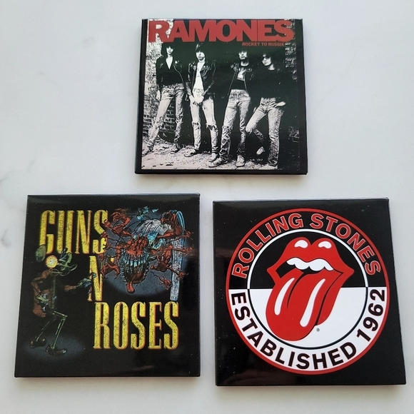 SET of 3 Rock N Roll Magnets RAMONES ROLLING STONES GUNS N ROSES - Picture 1 of 7